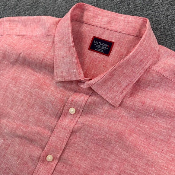 UNTUCKit Wrinkle Resistant 100% Linen Short-Sleeve Cameron Shirt Men's 3XL Red - Picture 1 of 10